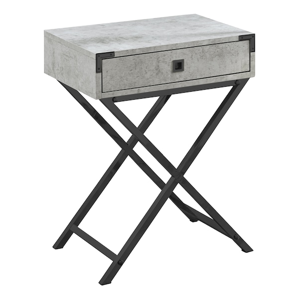 Monarch Specialties Accent Table - 24"H / Grey Cement / Black Nickel Metal I 3552 - main